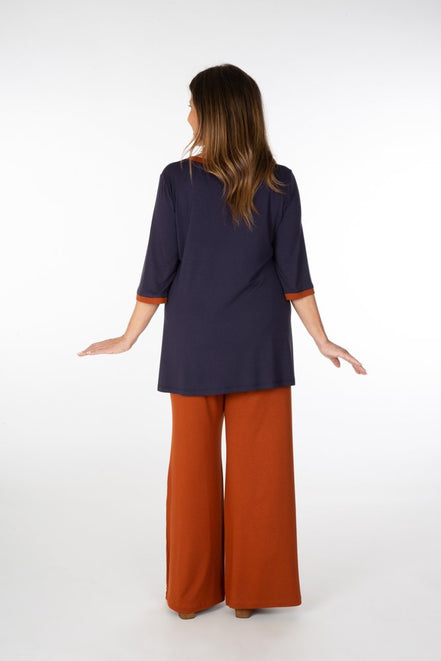 Maglia Napoli maglina blu con bordo cannella