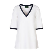 Napoli Top in White with Navy Trim