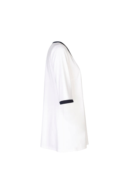 Napoli Top in White with Navy Trim