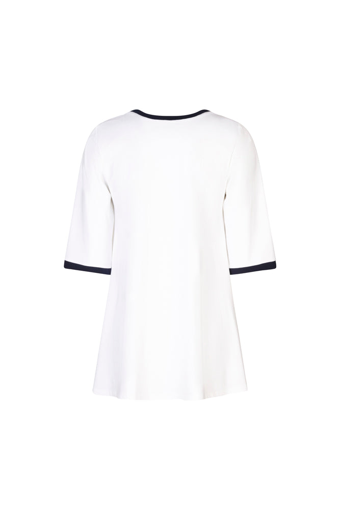 Napoli Top in White with Navy Trim