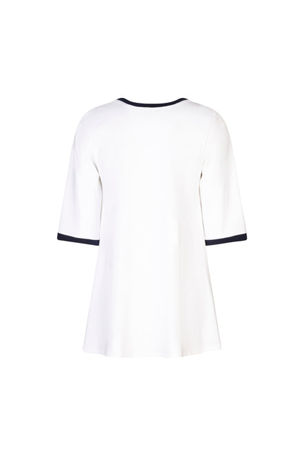 Napoli Top in White with Navy Trim