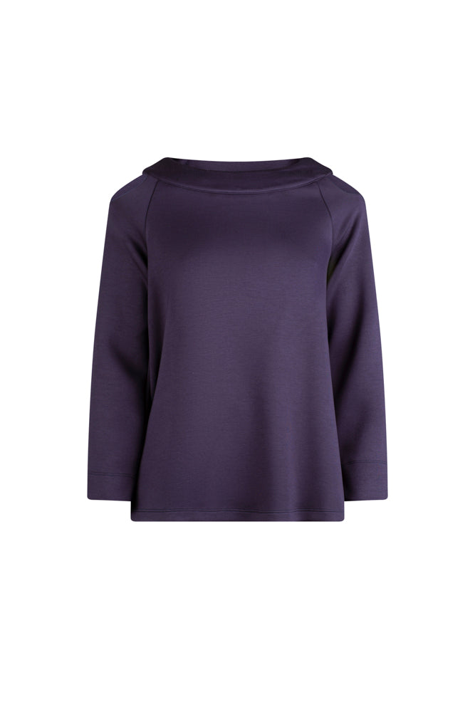 Maglia Sara felpa spalle scoperte scuba blu