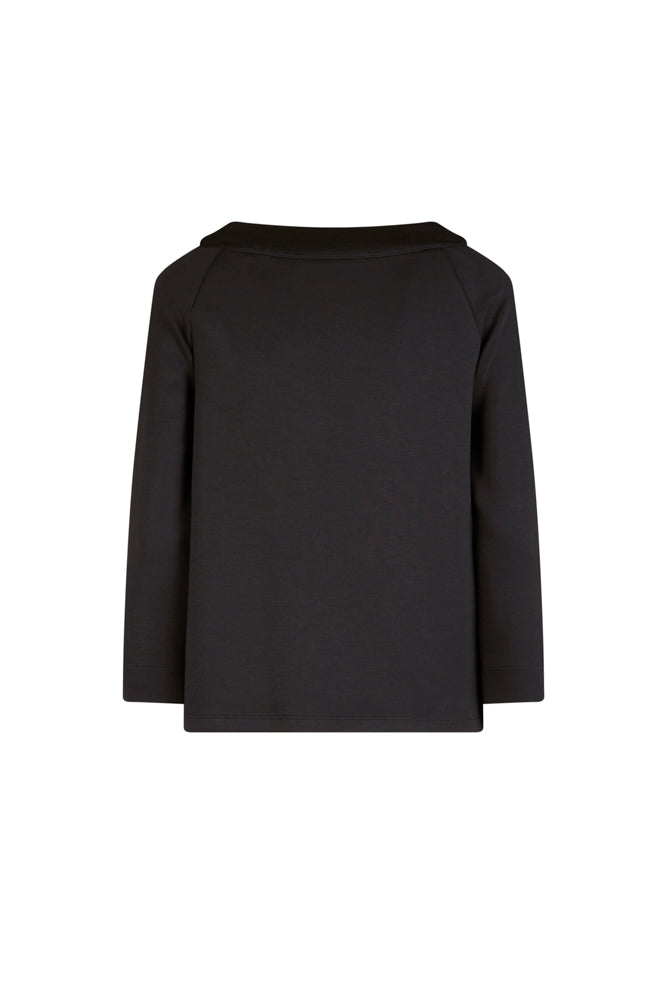 Maglia Sara felpa spalle scoperte scuba nera