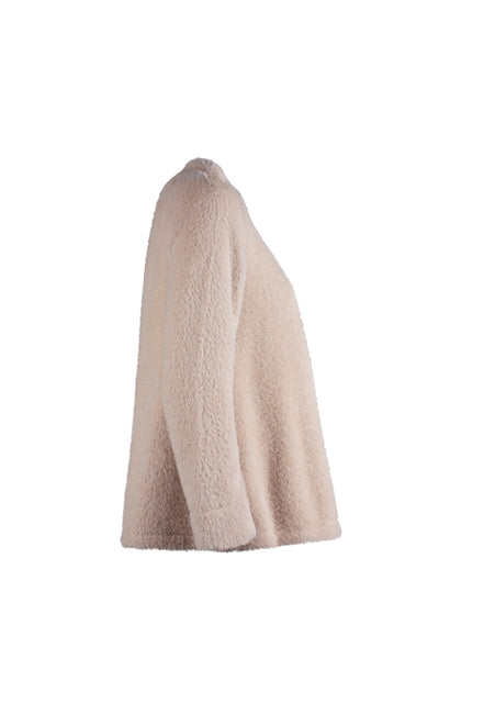 Maglia Sara felpa spalle scoperte pelouche cipria