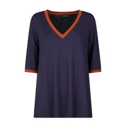 Maglia Napoli maglina blu con bordo cannella