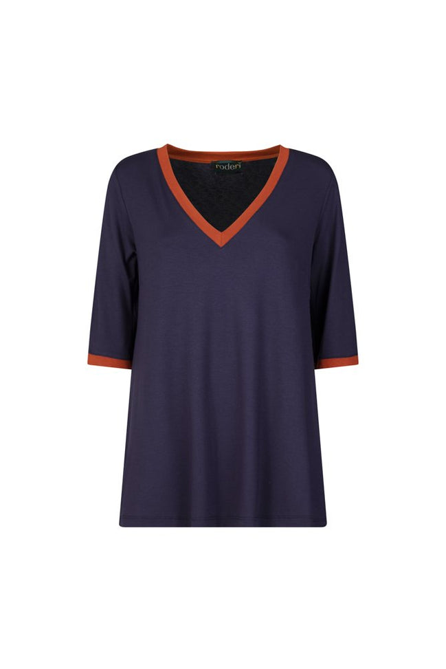Maglia Napoli maglina blu con bordo cannella