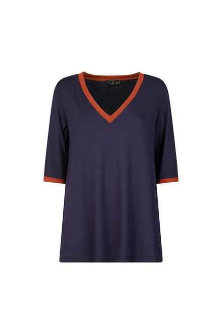 Maglia Napoli maglina blu con bordo cannella