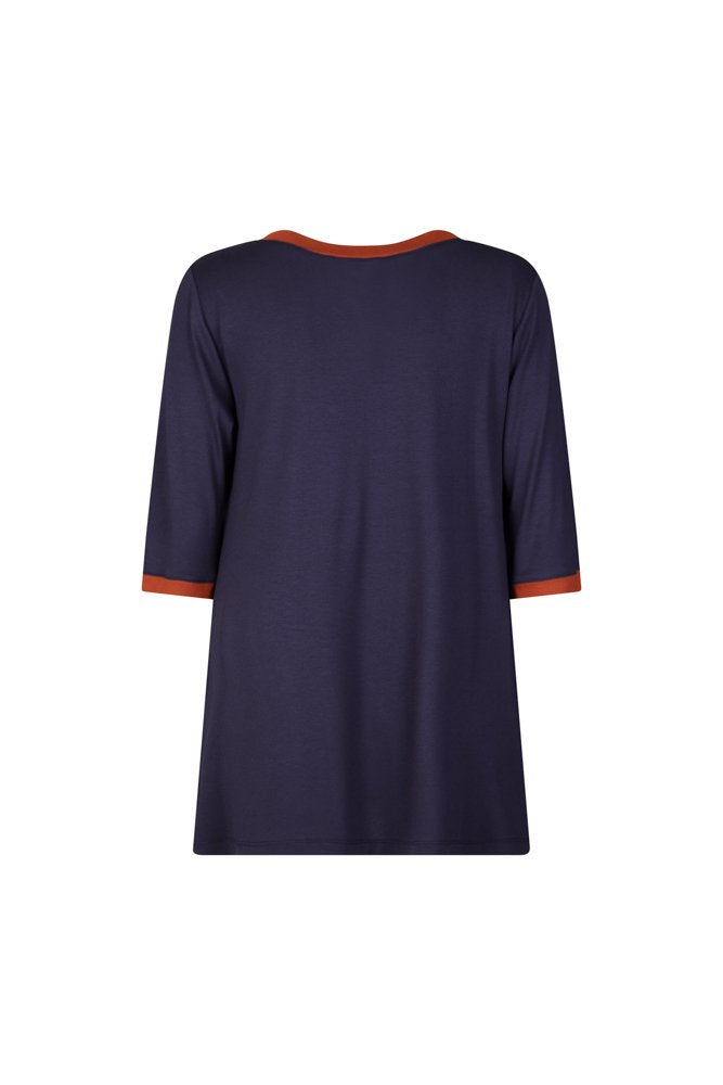 Maglia Napoli maglina blu con bordo cannella