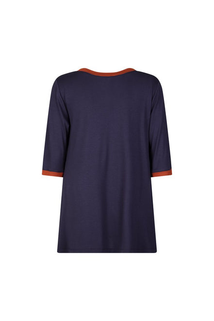 Maglia Napoli maglina blu con bordo cannella