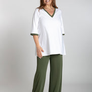 Panta Firenze fluido verde militare con baschina