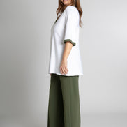 Panta Firenze fluido verde militare con baschina
