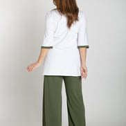 Panta Firenze fluido verde militare con baschina