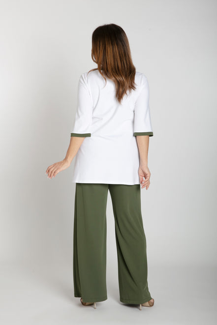 Panta Firenze fluido verde militare con baschina