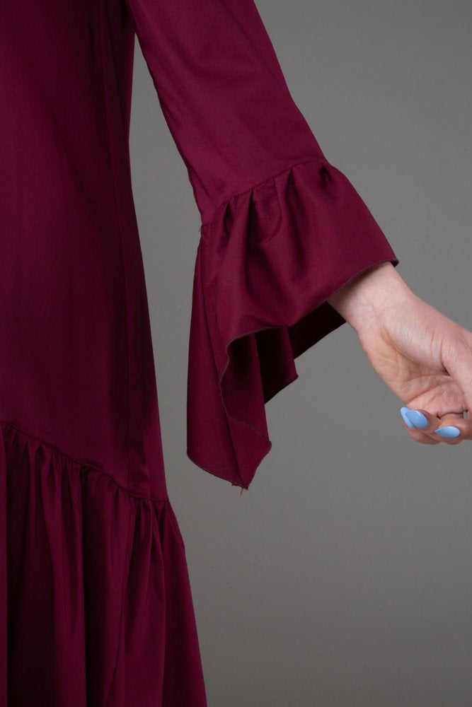 Saint Tropez Dress in Wine Cotton