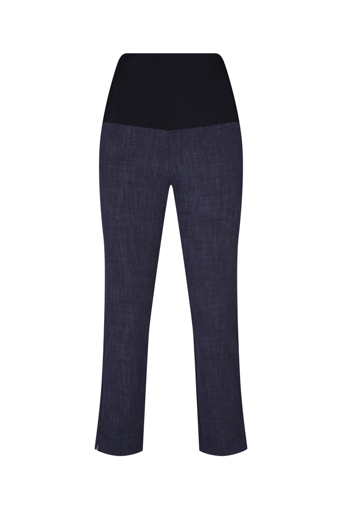 Panta Jackie cotone blu delavè con baschina