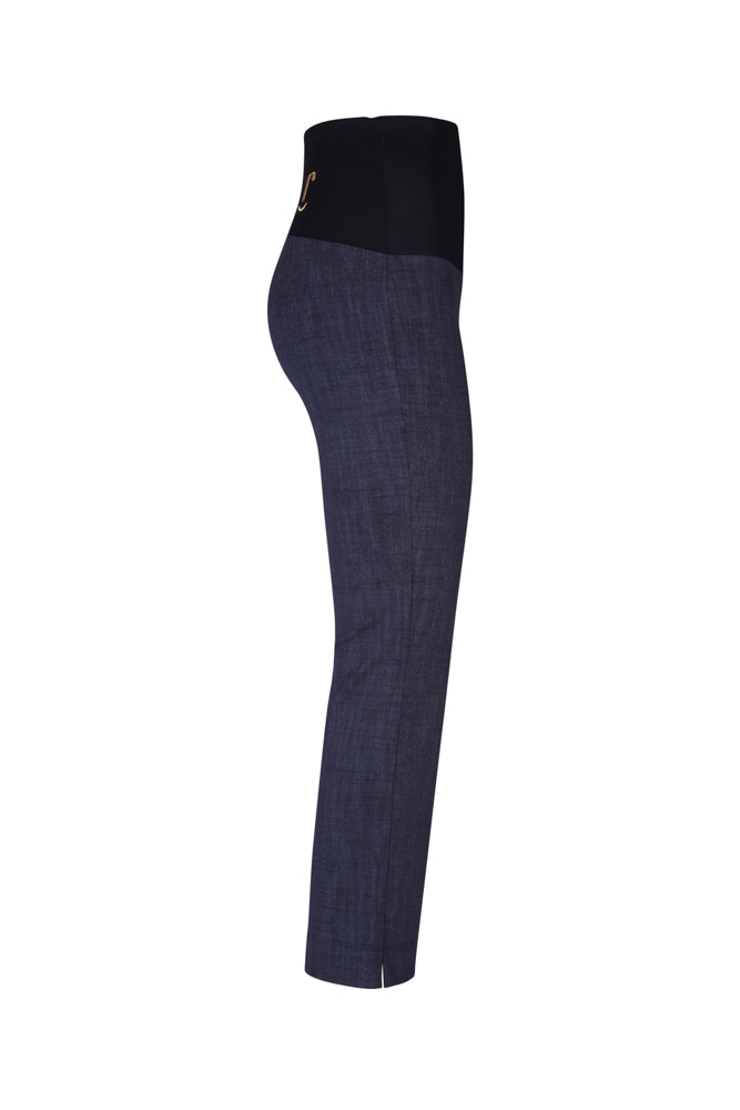 Panta Jackie cotone blu delavè con baschina