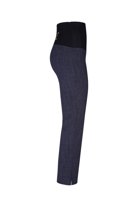 Panta Jackie cotone blu delavè con baschina