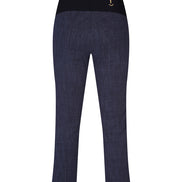 Panta Jackie cotone blu delavè con baschina