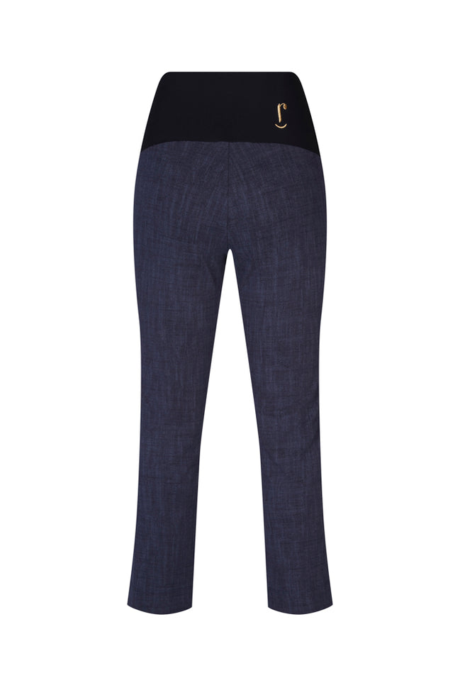 Panta Jackie cotone blu delavè con baschina