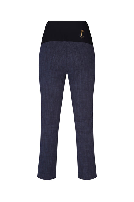 Panta Jackie cotone blu delavè con baschina