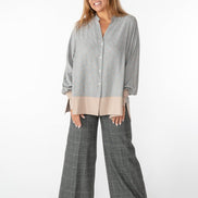 Panta Firenze principe di galles grigio lurex con baschina