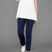 Audrey Trousers in Blue Cotton with Baschina Waistband