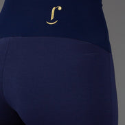 Audrey Trousers in Blue Cotton with Baschina Waistband