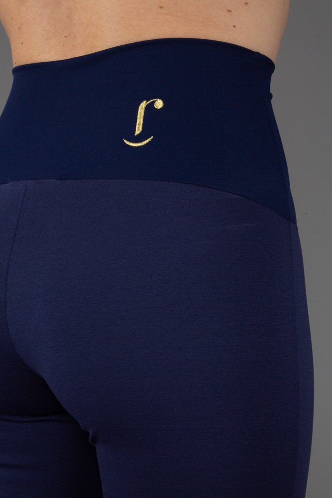 Audrey Trousers in Blue Cotton with Baschina Waistband