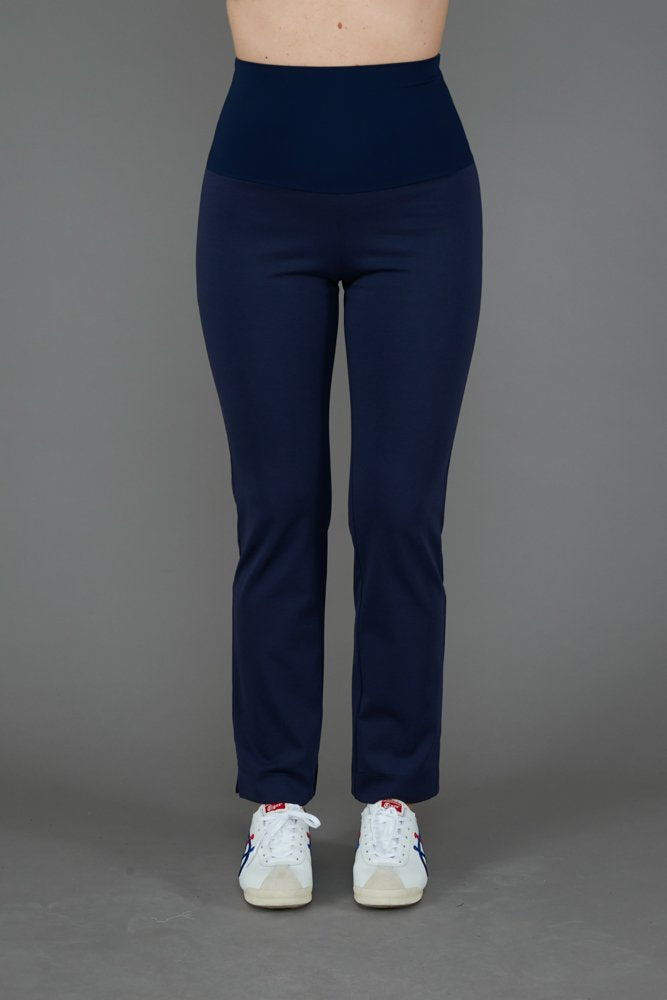 Audrey Trousers in Blue Cotton with Baschina Waistband