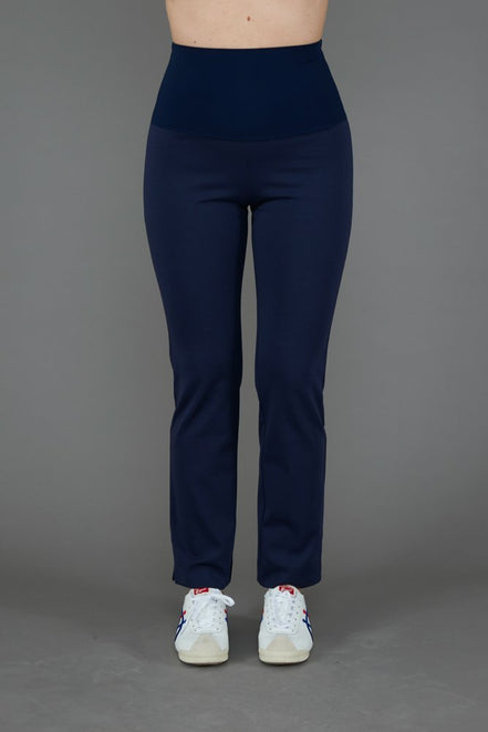 Audrey Trousers in Blue Cotton with Baschina Waistband