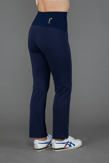 Audrey Trousers in Blue Cotton with Baschina Waistband