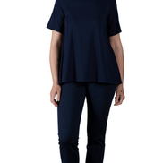 Panta Audrey punto milano cotone navy