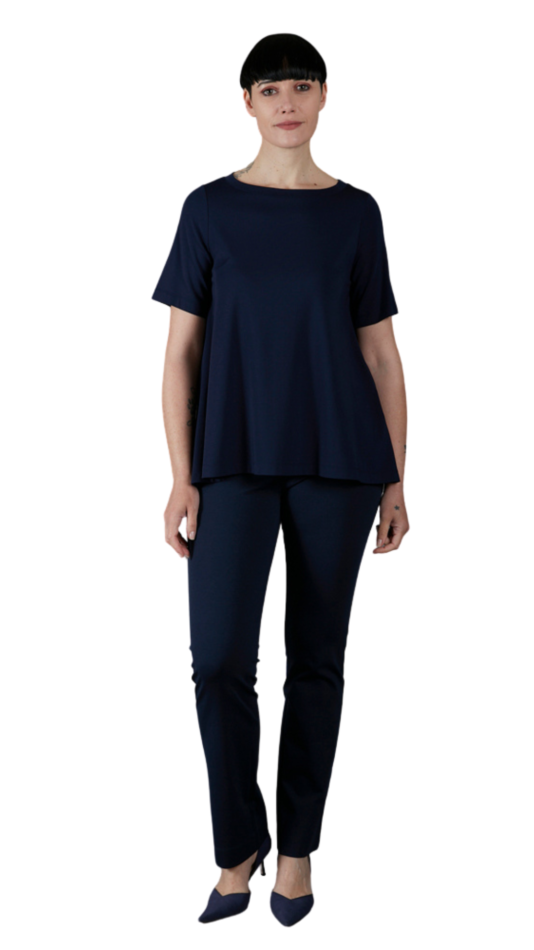Panta Audrey punto milano cotone navy