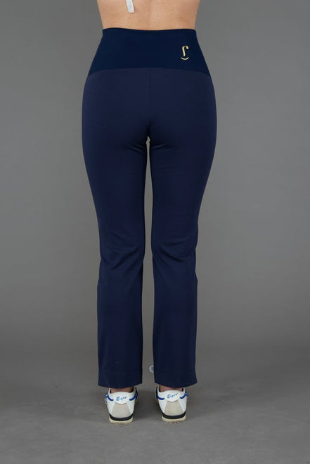 Audrey Trousers in Blue Cotton with Baschina Waistband