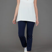 Audrey Trousers in Blue Cotton with Baschina Waistband