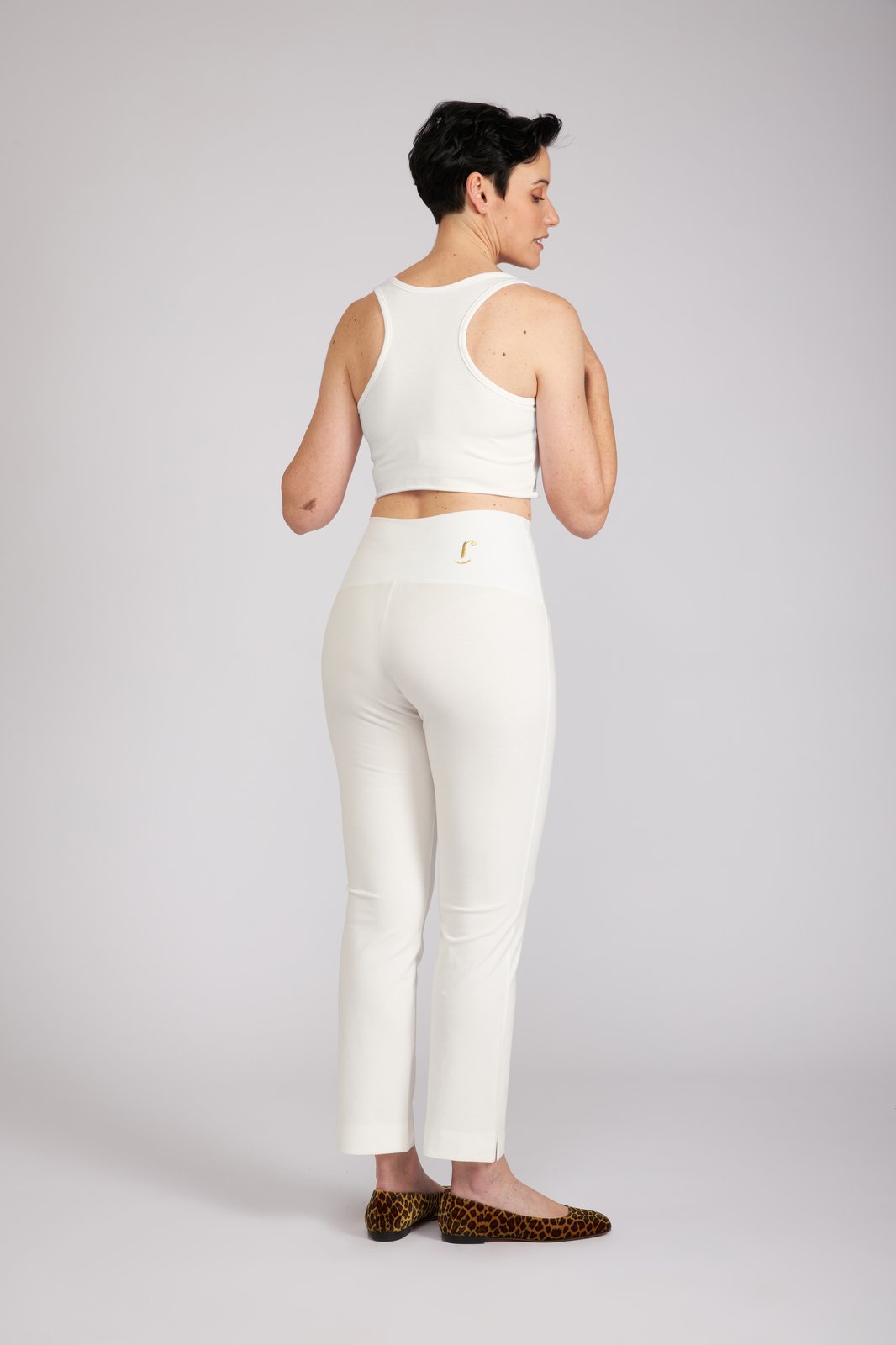 Panta Audrey punto milano cotone bianco