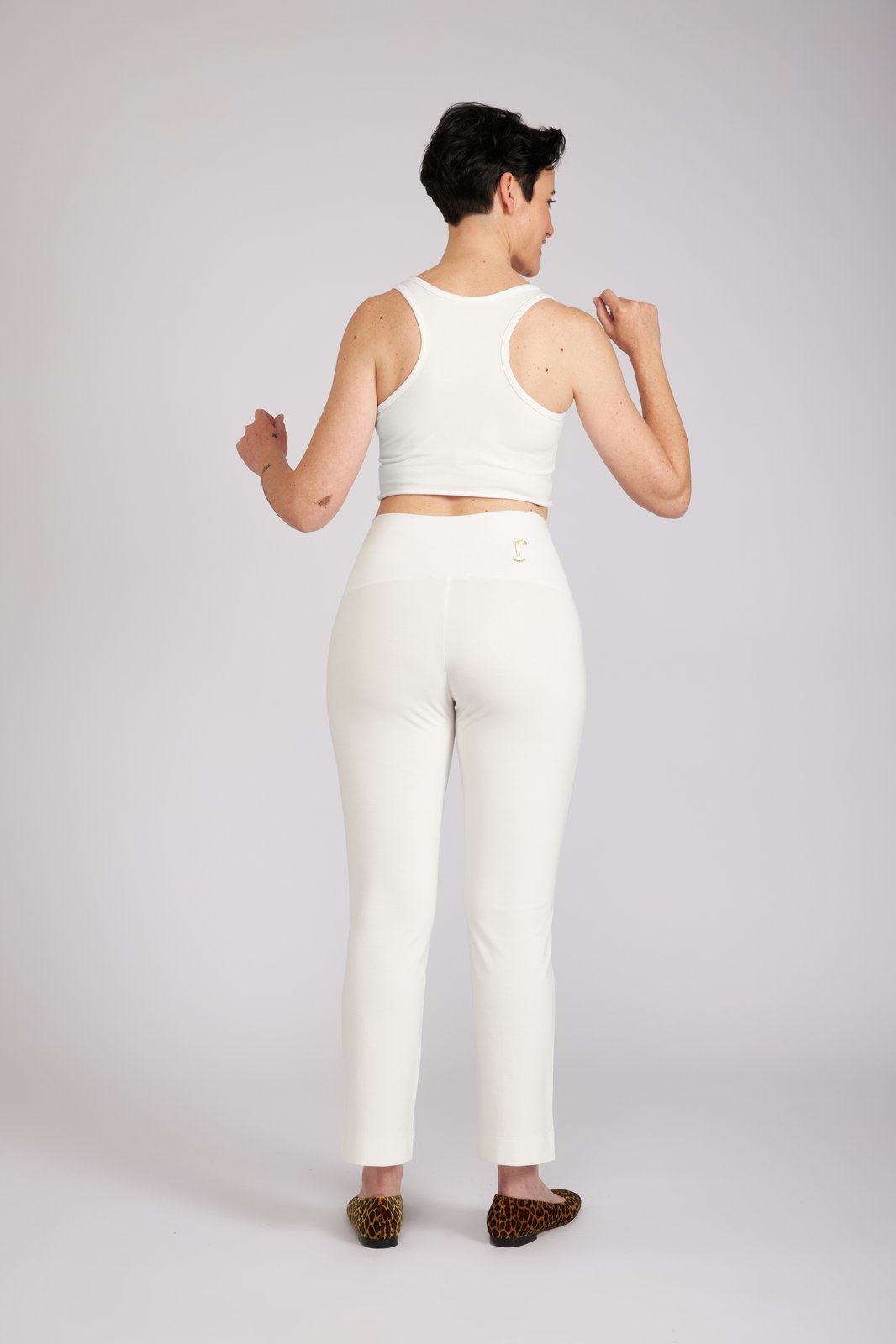 Panta Audrey punto milano cotone bianco