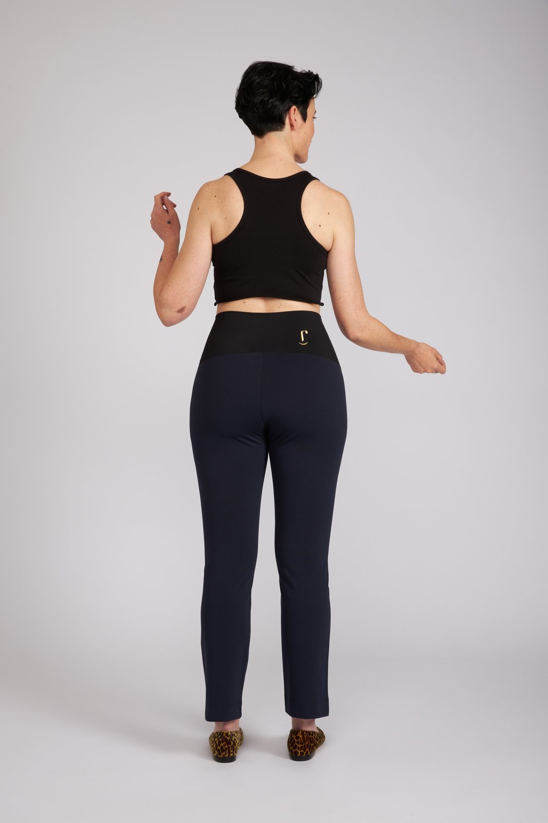 Panta Audrey punto milano cotone navy
