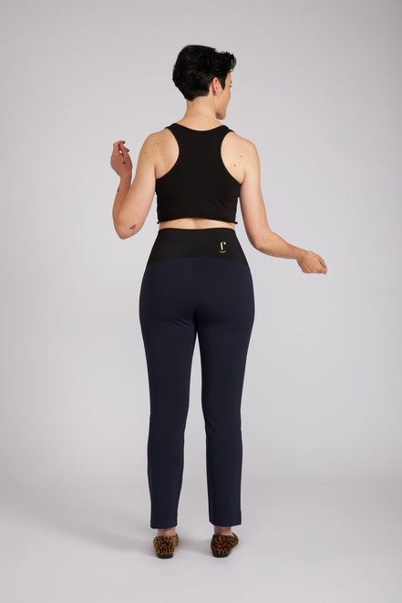 Panta Audrey punto milano cotone navy