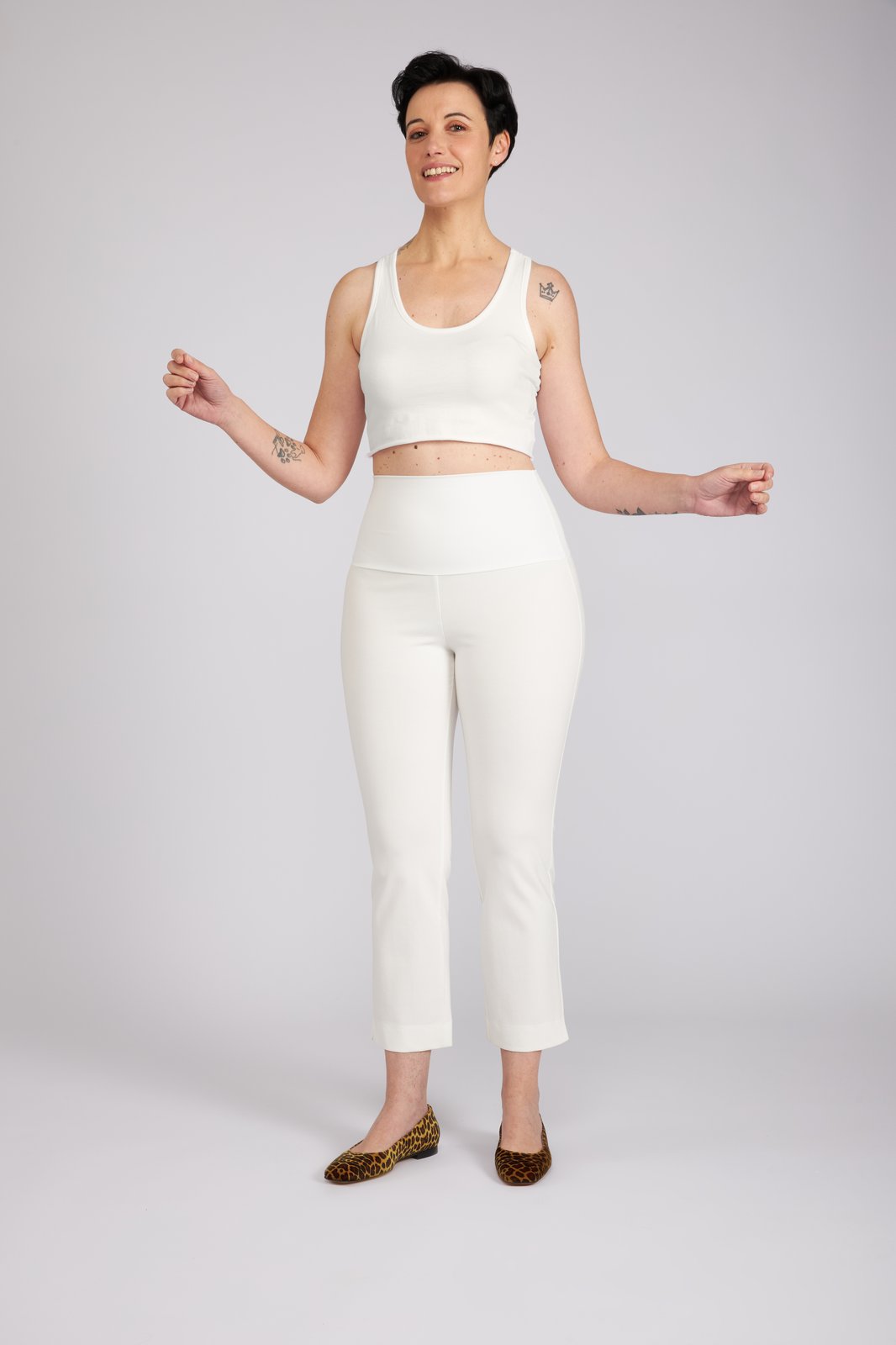 Panta BB in punto milano cotone bianco
