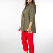 BB Trousers in Red Cotton with Baschina Waistband