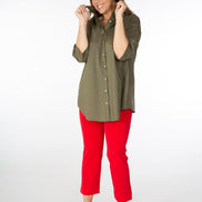BB Trousers in Red Cotton with Baschina Waistband