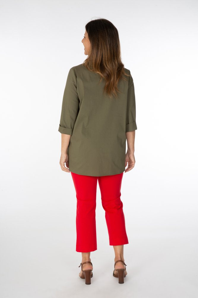 BB Trousers in Red Cotton with Baschina Waistband