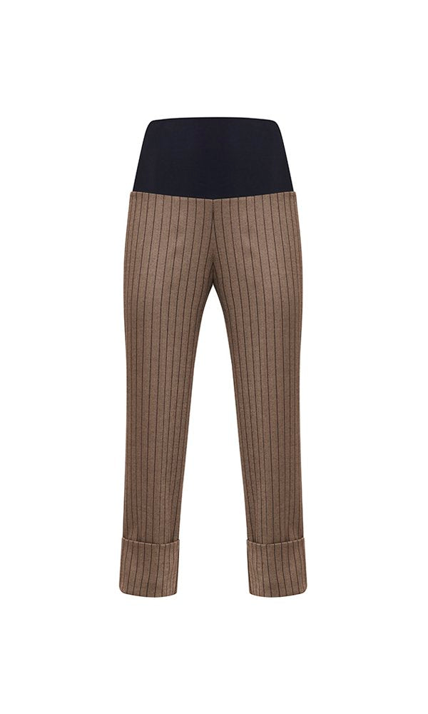 Panta Havana gessato marrone con baschina