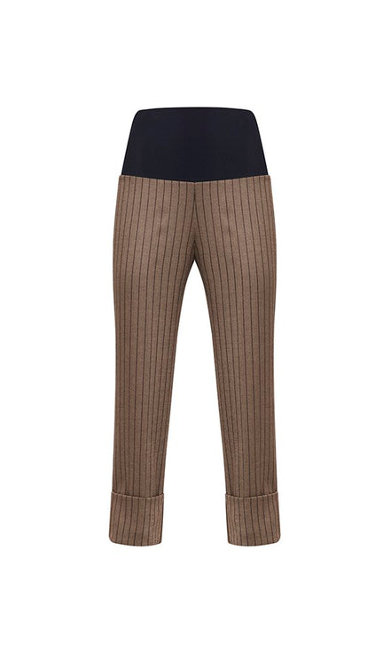 Panta Havana gessato marrone con baschina