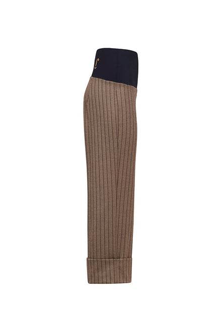 Panta Havana gessato marrone con baschina