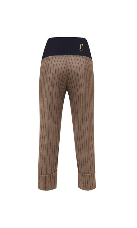 Panta Havana gessato marrone con baschina