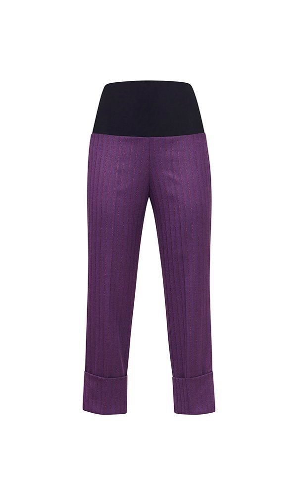 Panta Havana gessato viola con baschina