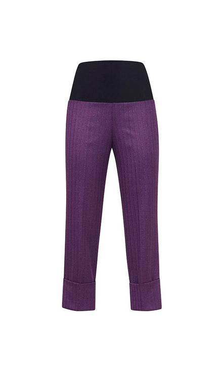 Panta Havana gessato viola con baschina