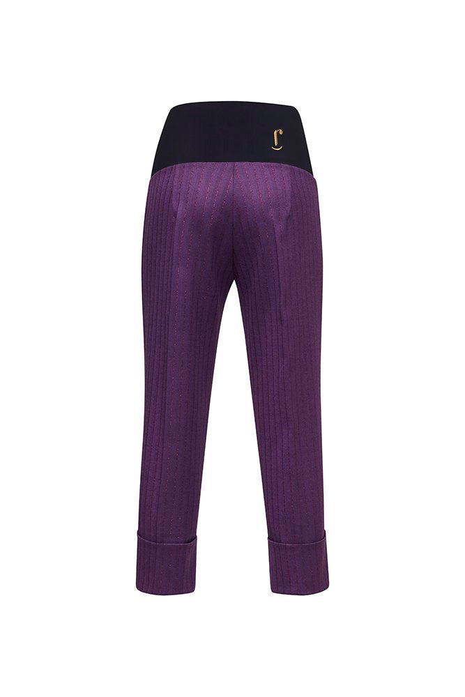 Panta Havana gessato viola con baschina
